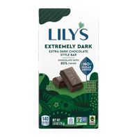 LILY'S Extremely Dark Extra Dark Chocolate Style No Sugar Added, Sweets Bar, 2.8 oz