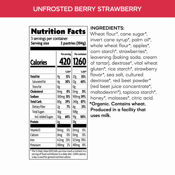Nature's Path Unfrosted Berry Strawberry Toaster Pastries