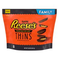Reese's THiNS Dark Chocolate Peanut Butter Cups, Candy Family Pack, 12.03 oz