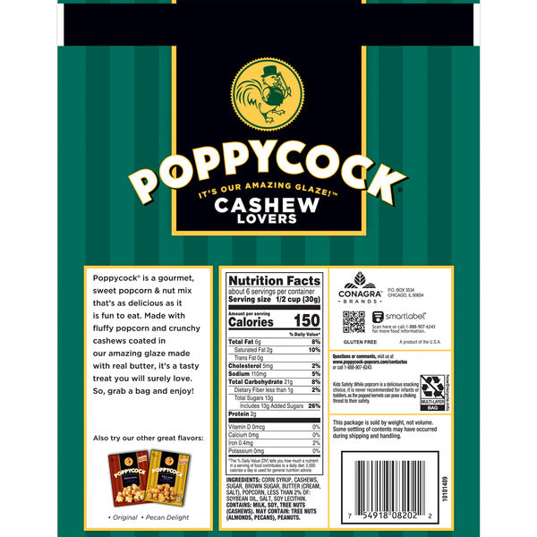 Poppycock Cashew Lovers Gourmet Popcorn