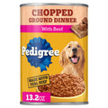 Pedigree Chopped Ground Dinner Adult Soft Wet Dog Food With Beef, (12) 13.2 oz. Cans