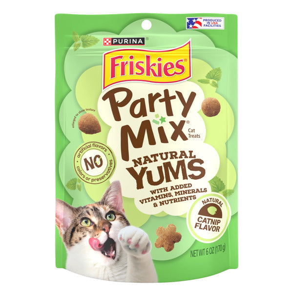 Purina Friskies Made in USA Facilities, Natural Cat Treats, Party Mix Natural Yums Catnip Flavor