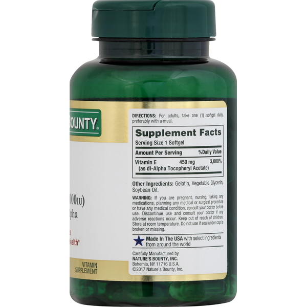 Nature's Bounty Vitamin E, Pure Dl Alpha, Rapid Release Softgels