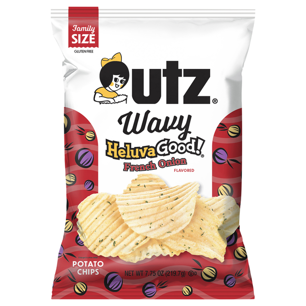 Utz Potato Chips, French Onion Flavored, Wavy, Family Size
