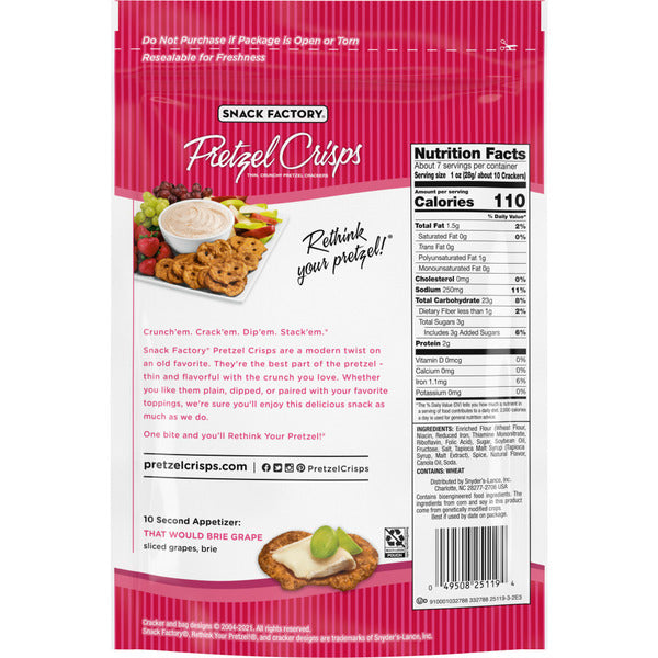 Snack Factory  Cinnamon Sugar Pretzel Crisps