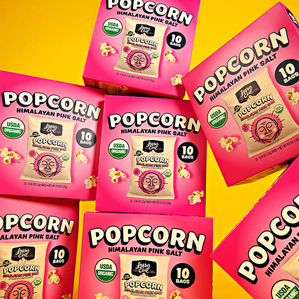 LesserEvil  Organic Popcorn, Snack Pack Box, Himalayan Pink