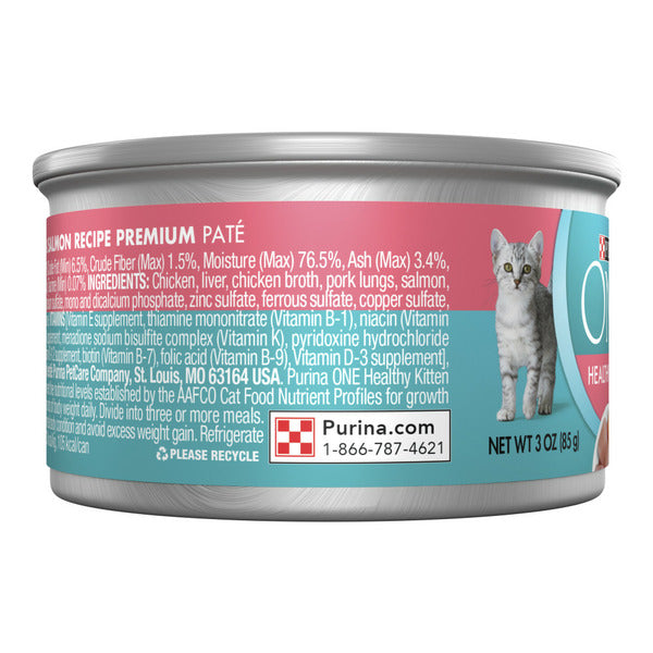 Purina ONE Grain Free, Natural Pate Wet Kitten Food, Healthy Kitten Chicken & Salmon Recipe