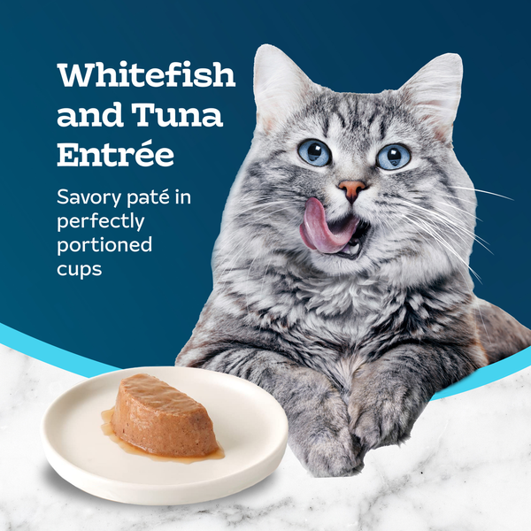 Blue Buffalo Tastefuls Spoonless Singles Wet Cat Food, Whitefish and Tuna, Twin Pack Cups