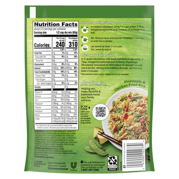 Knorr Rice Sides Chicken Fried Rice With Long Grain Rice And Vermicelli Pasta