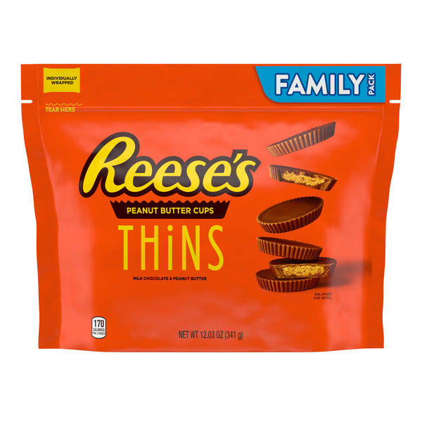 Reese's THiNS Milk Chocolate Peanut Butter Cups, Candy Family Pack, 12.03 oz