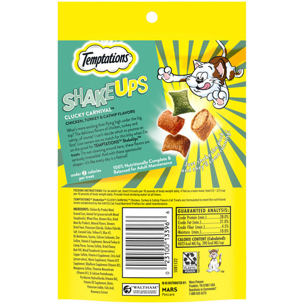 TEMPTATIONS Shakeups Crunchy and Soft Cat Treats, Clucky Carnival Flavor