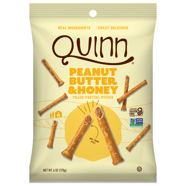 Quinn Snacks Peanut Butter & Honey Filled Pretzel Sticks