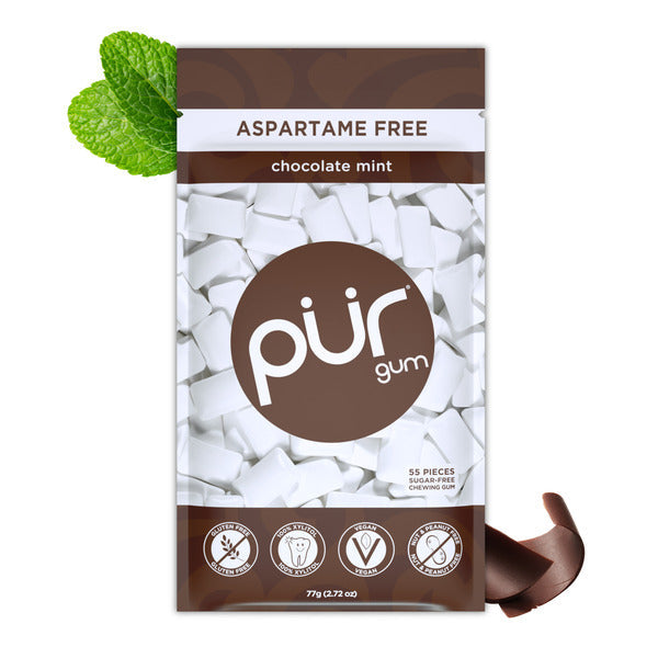 PÜR Chocolate Mint Aspartame Free, 100% Xylitol Natural Flavored Gum