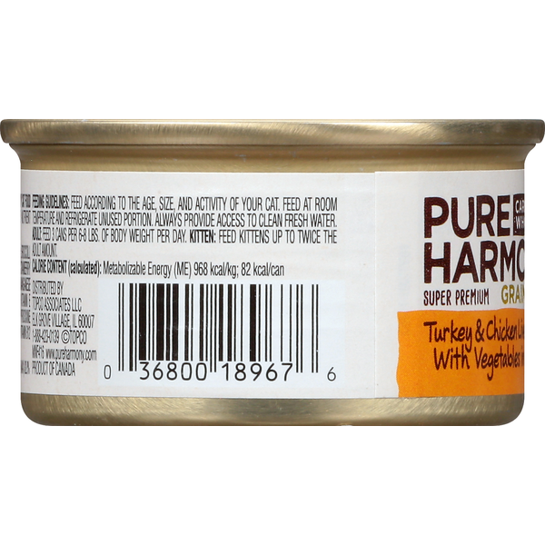 Pure Harmony Cat Food, Super Premium, Turkey & Chicken Liver Recipe With Vegetables In Gravy, Cuts, Grain-Free