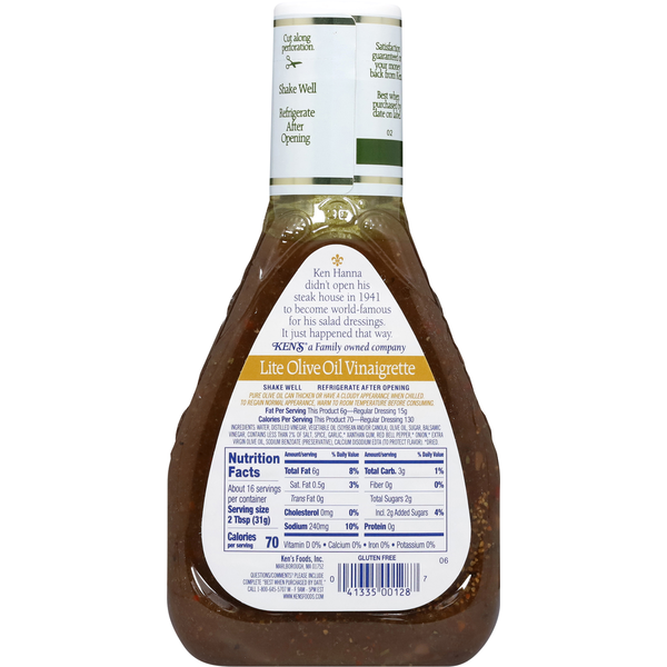 Ken's Steak House Dressing, Lite, Olive Oil Vinaigrette