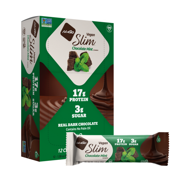 NuGo Slim Chocolate Mint, Vegan, Gluten Free, Low Sugar, Protein Bar