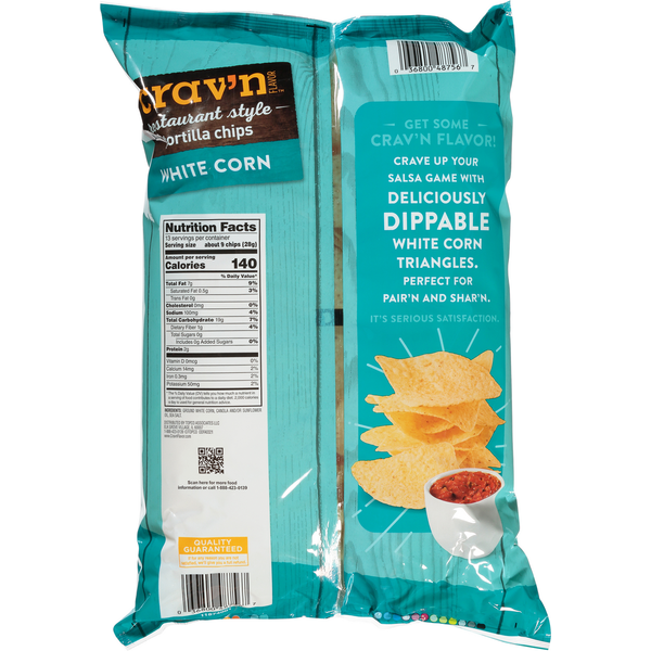 Crav'n Flavor Tortilla Chips, White Corn, Restaurant Style