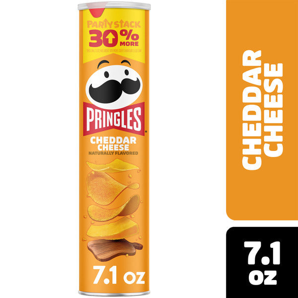Pringles Cheddar Cheese Potato Crisps Chips, Lunch Snacks, Party Stack, 7.1 oz