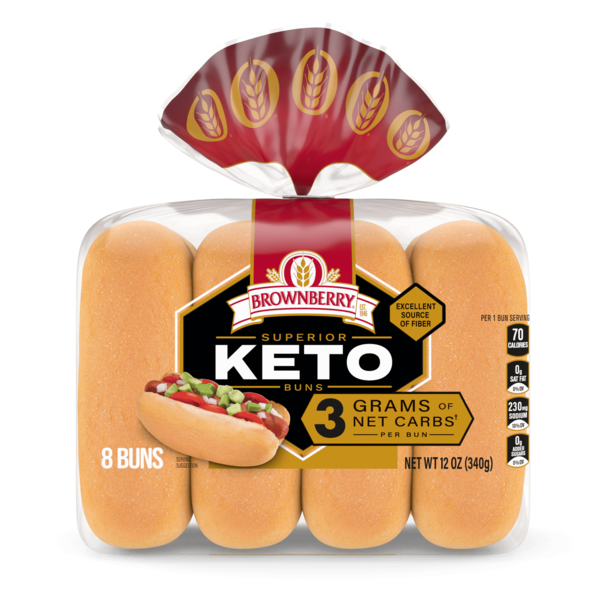 Brownberry 8 ct, Keto, Buns, Hot Dog Buns, 12 oz