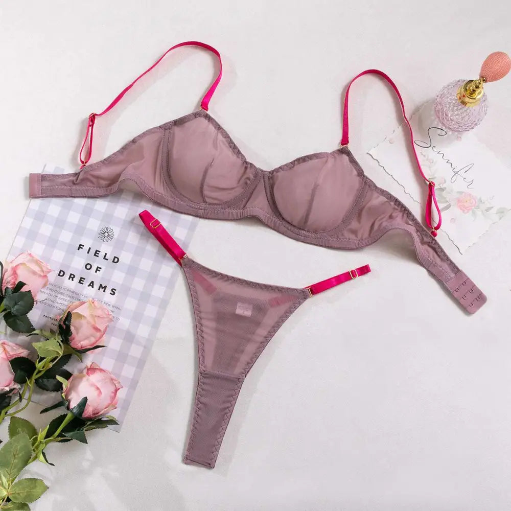 Lavender and Pink See-through Two-piece Set