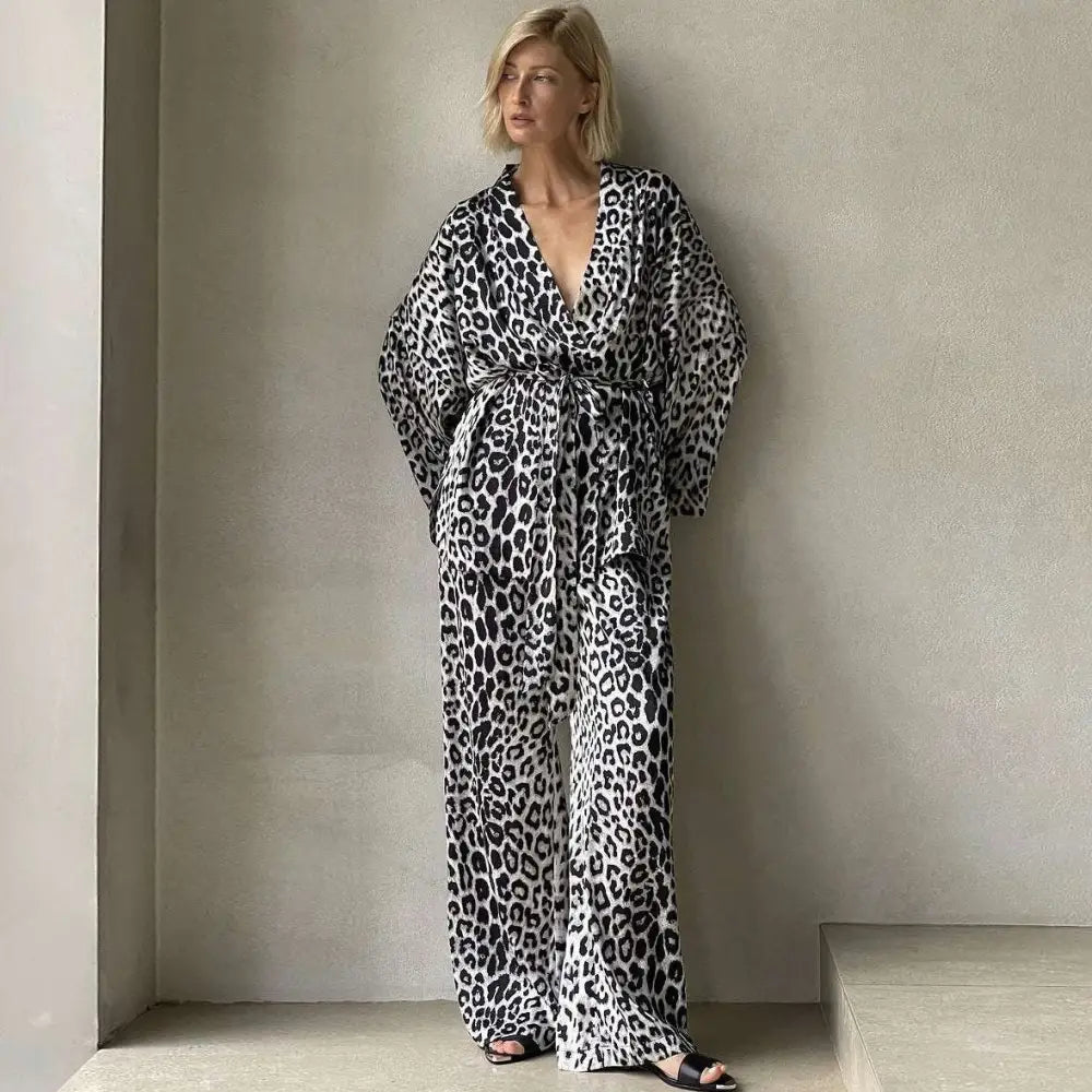 Leopard Print Two-Piece Suit Fashion Set