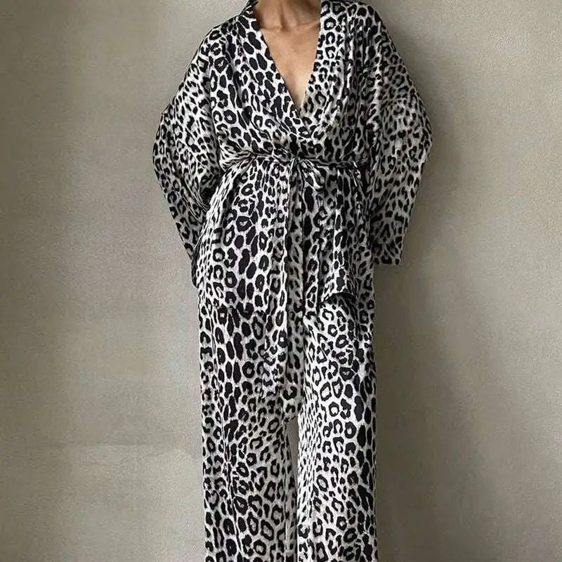 Leopard Print Two-Piece Suit Fashion Set