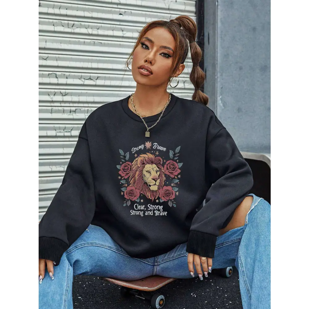 Lion Rose Regular Fit Long Sleeve Sweatshirt