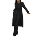 Long Cardigan Sunken Stripe Wide Leg Pants Set