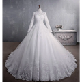 Long Sleeve Lace Wedding Dress with Large Train