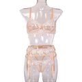 Mini Flowers Steel Ring Embroidery Lingerie Set