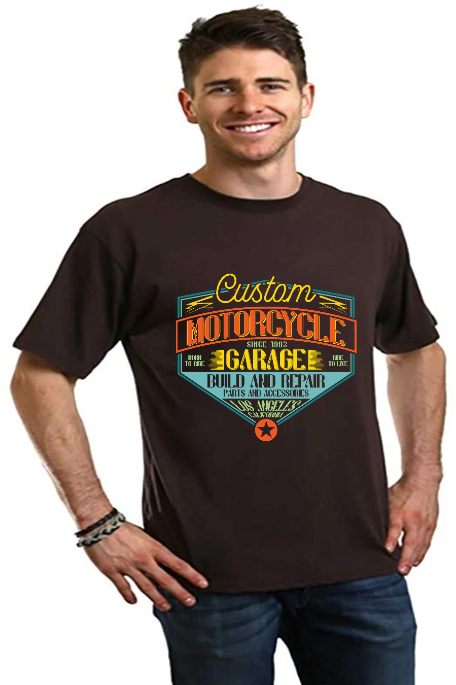 Motorcycle Garage Men's Bamboo Viscose/Organic Cotton Short Sleeve Graphic T-Shirt