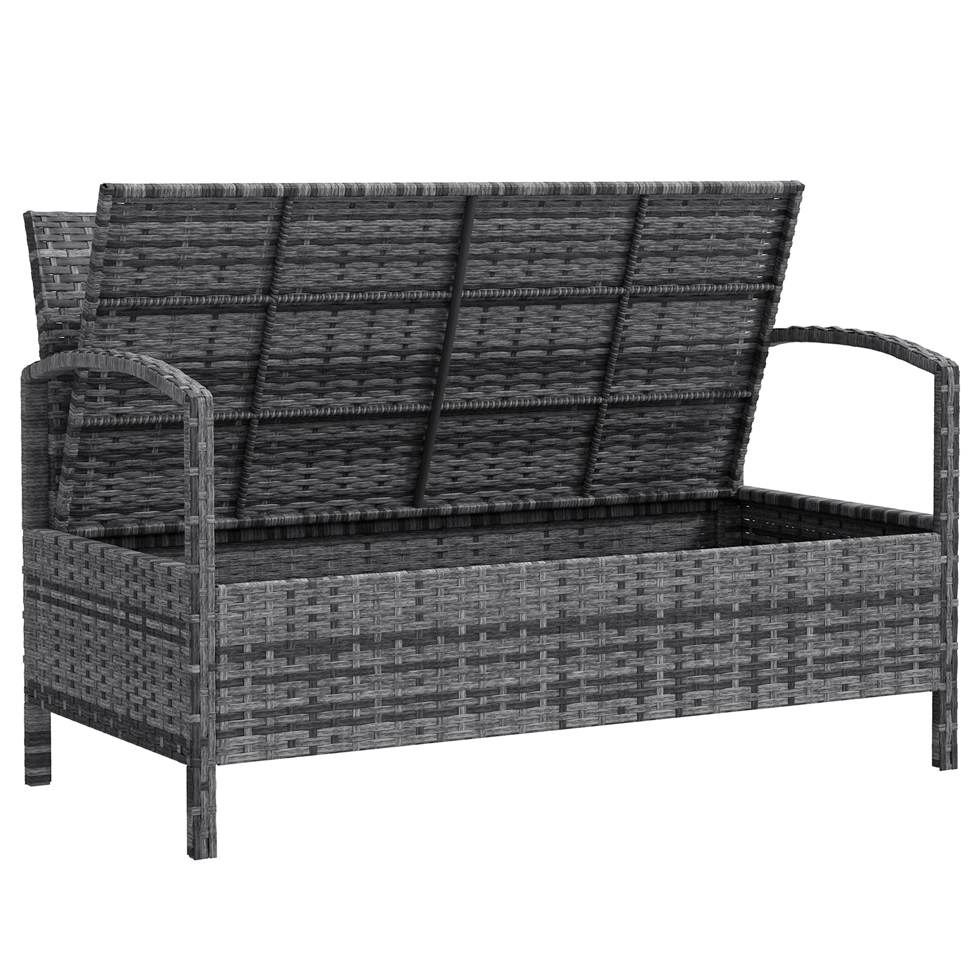 33 Gallon Wicker Deck Box Bench with Cushion