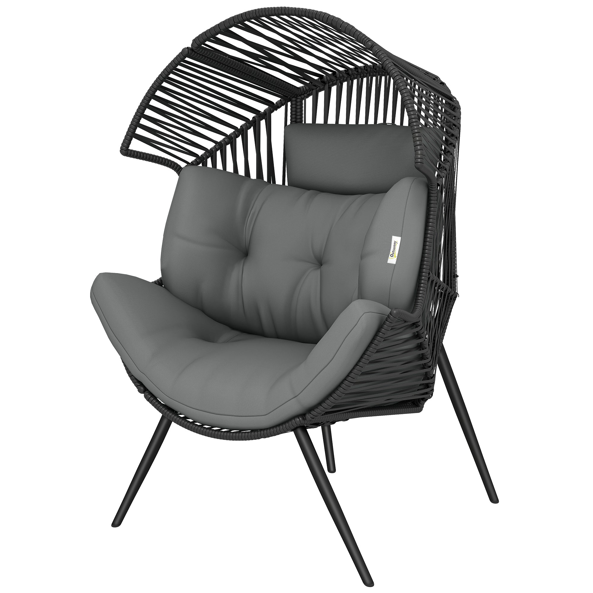 Wicker Rattan Egg Chair with Headrest and Adjustable Pads