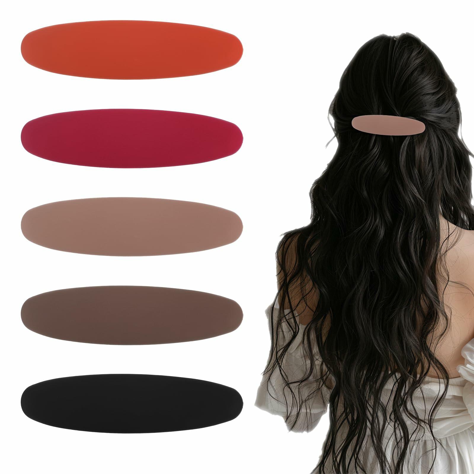 Bewudy 5 PCS Matte Neutral French Hair Barrettes Clips, Strong Hold, Vintage