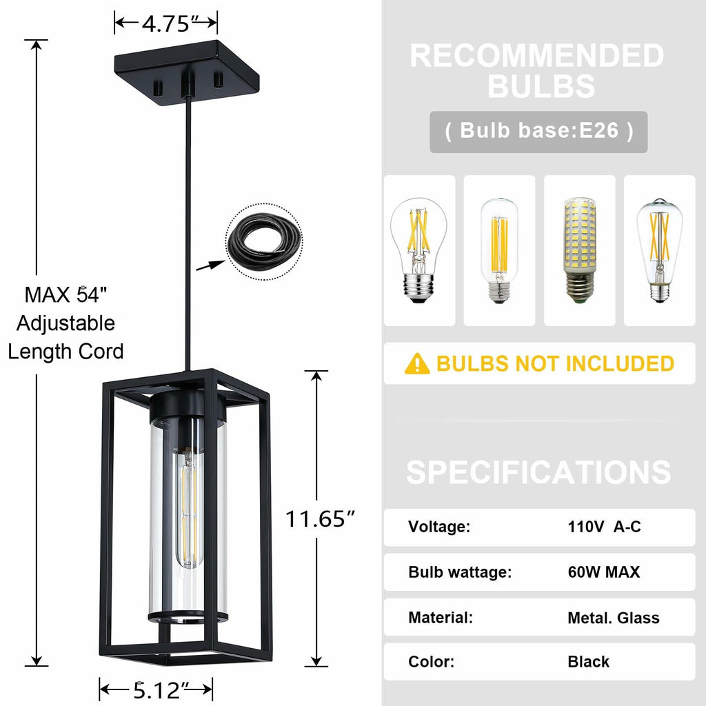 RAINLIGHTING 3 Pack Pendant Ceiling Light 6" Grey Glass Black Finish Indoor
