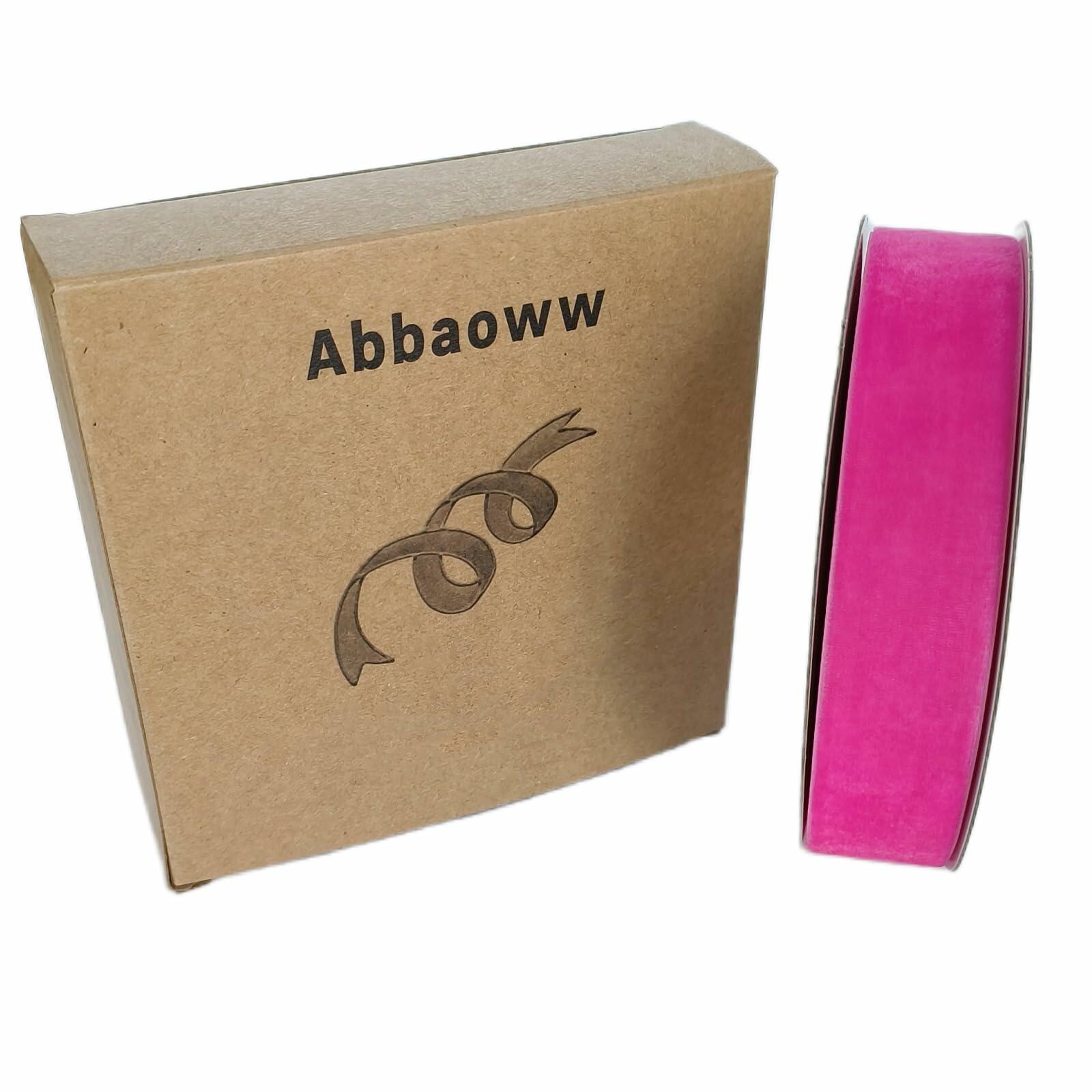 Abbaoww Hot Pink Velvet Ribbon 3/8 Inch x 25 Yards Soft Single Face