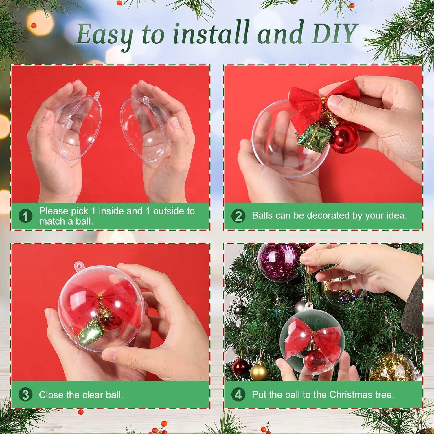 Ranchbtn 25pcs Clear Plastic Fillable Ornaments Various Sizes DIY Decor
