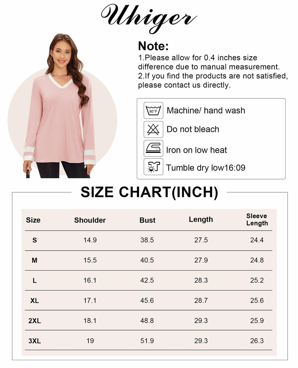 Black V Neck Long Sleeve Tee Women Plus Size S Lightweight Jersey Top