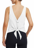 baleaf Women's White Sleeveless Workout Yoga Tank Top Loose Fit Size L