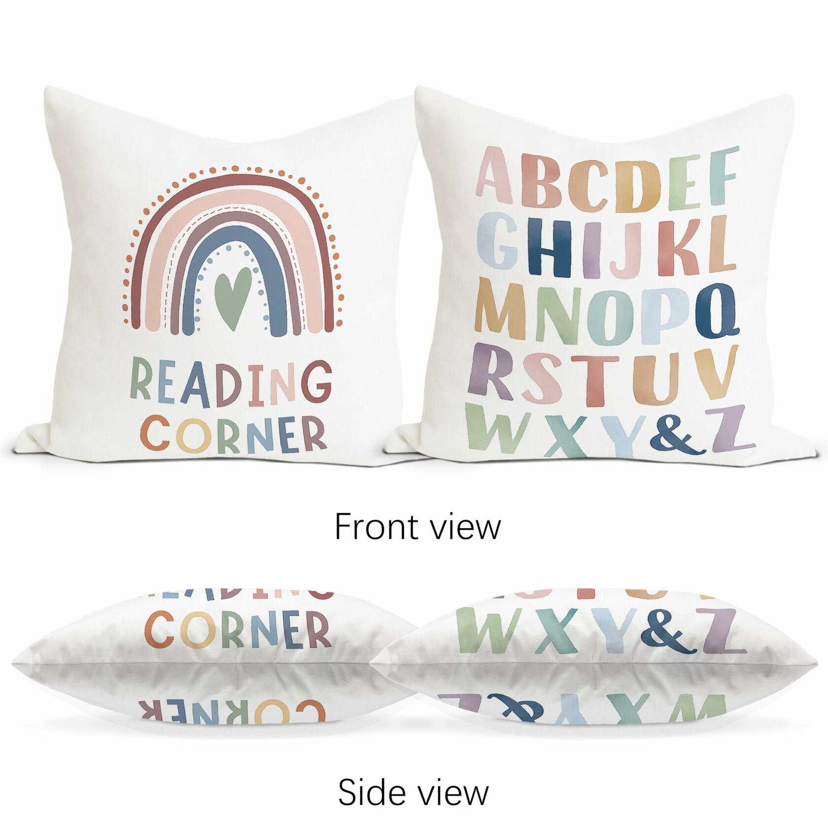 Reading Corner Classroom Decorative Pillow Covers 18x18 Set of 2 Alphabet