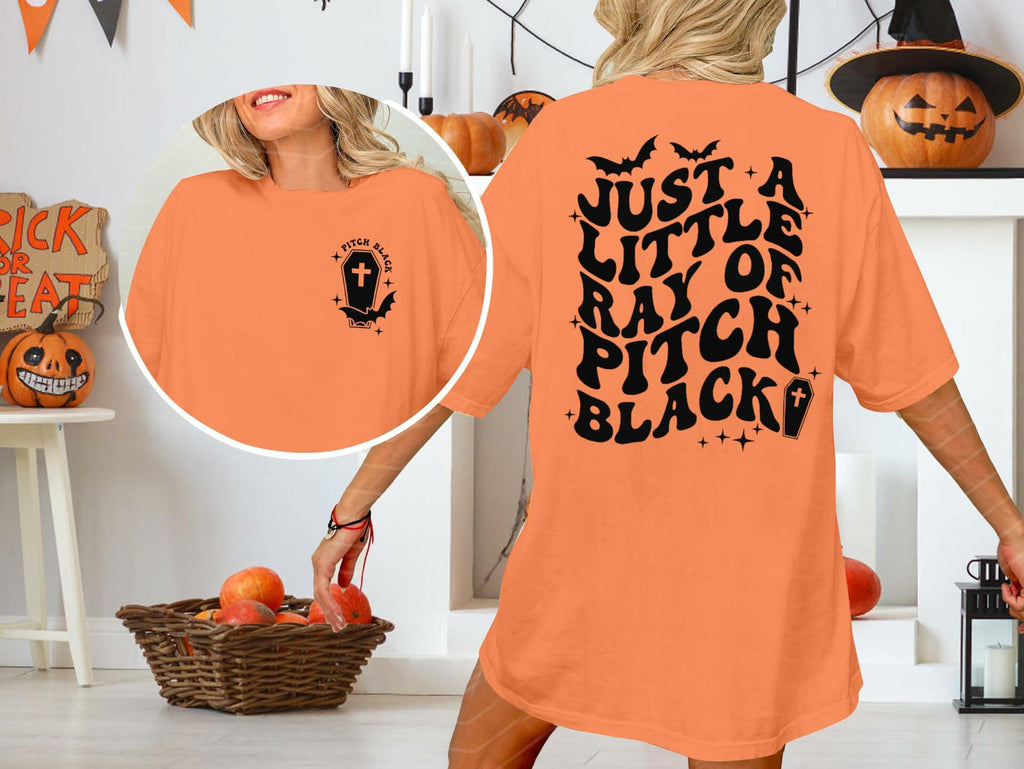 Just A Little Ray Pitch Black Oversized Goth T-Shirt Medium Tee