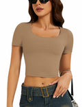 LOMON Apricot Cropped Short Sleeve T Shirt Size Medium