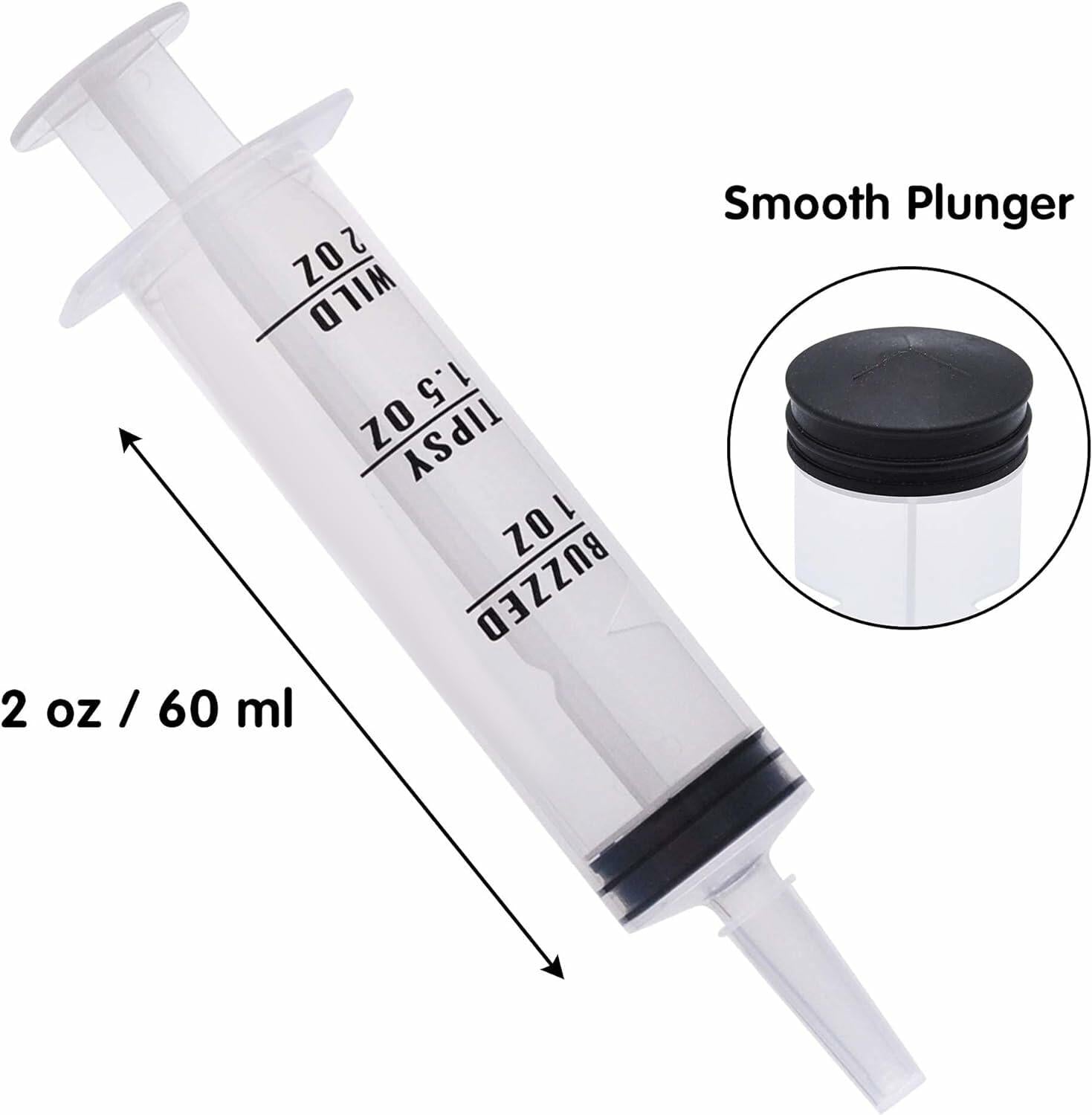 JOYIN 25-Pack 60ml Plastic Syringes with Easy-Grip Caps Reusable Tubes