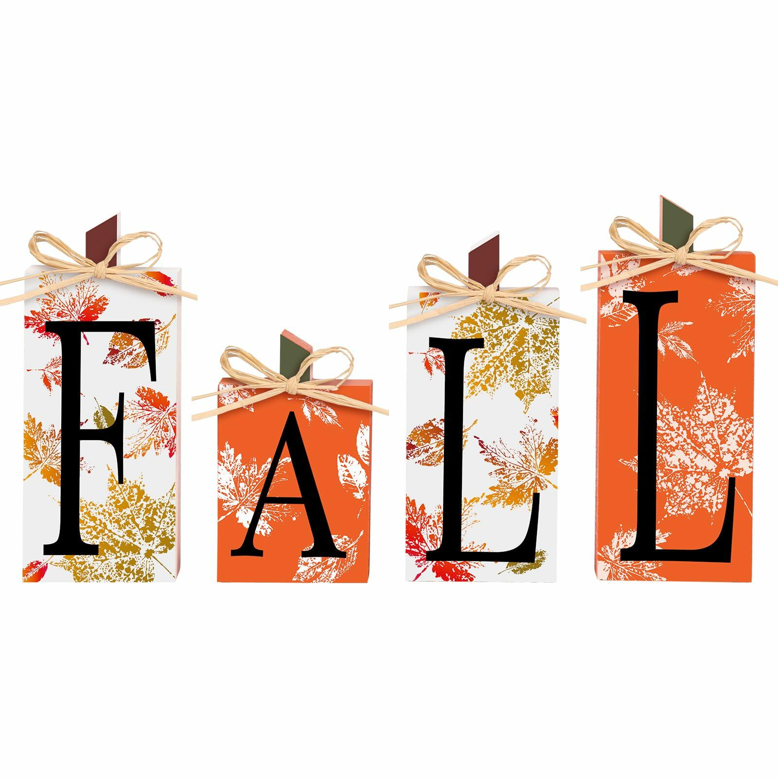 4 PCS Autumn Wood Sign Fall Decor Farmhouse Harvest Thanksgiving Indoor