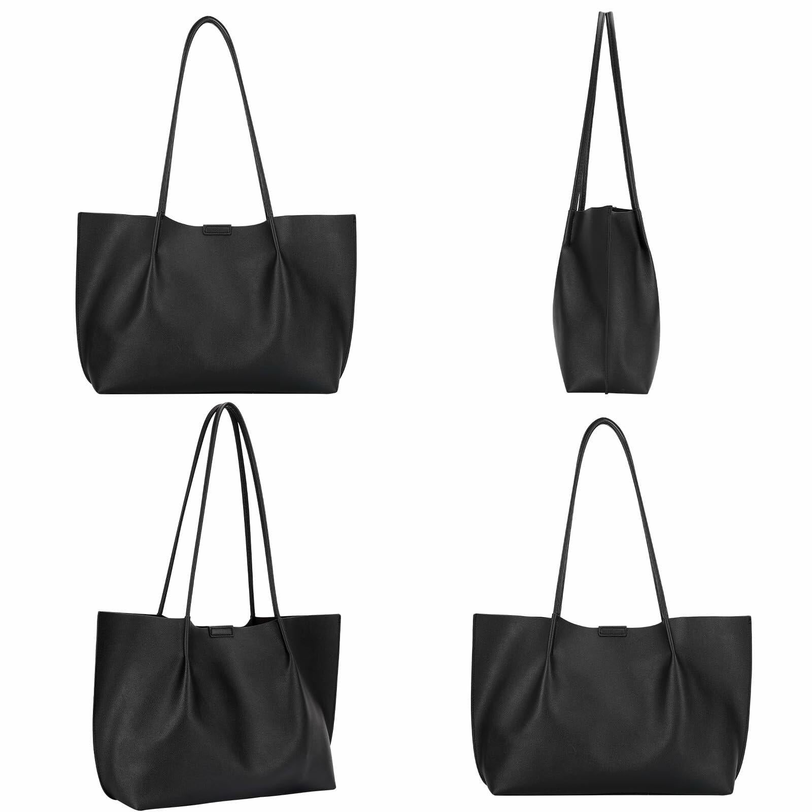 ZFZGFRCS Faux Leather Tote Bag Large Beige Handbag with Wallet