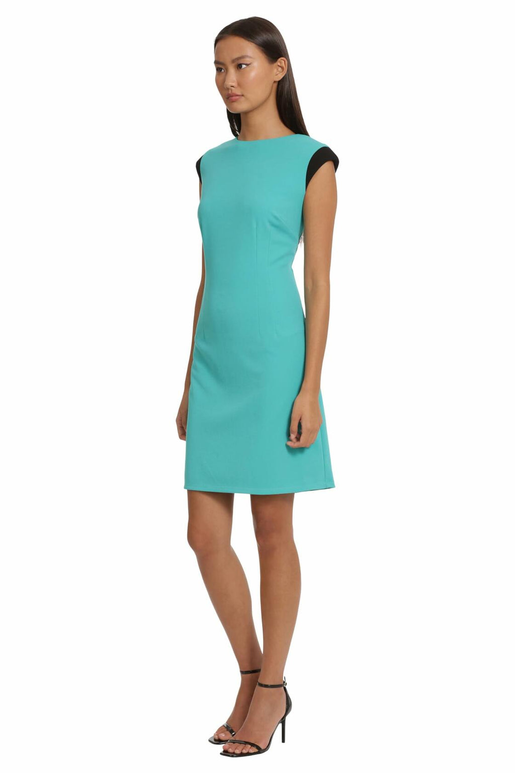 Donna Morgan Women's Teal Green Extended Shoulder Cap Sleeve Sheath Dress - Sz10