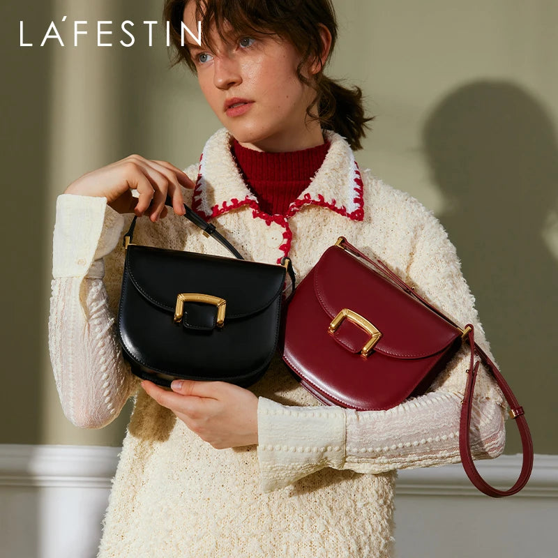 Original Women Bag  New Trendy High-end Wedding Bag Shoulder Bag Commuting Handbag Retro Style Saddle Bag