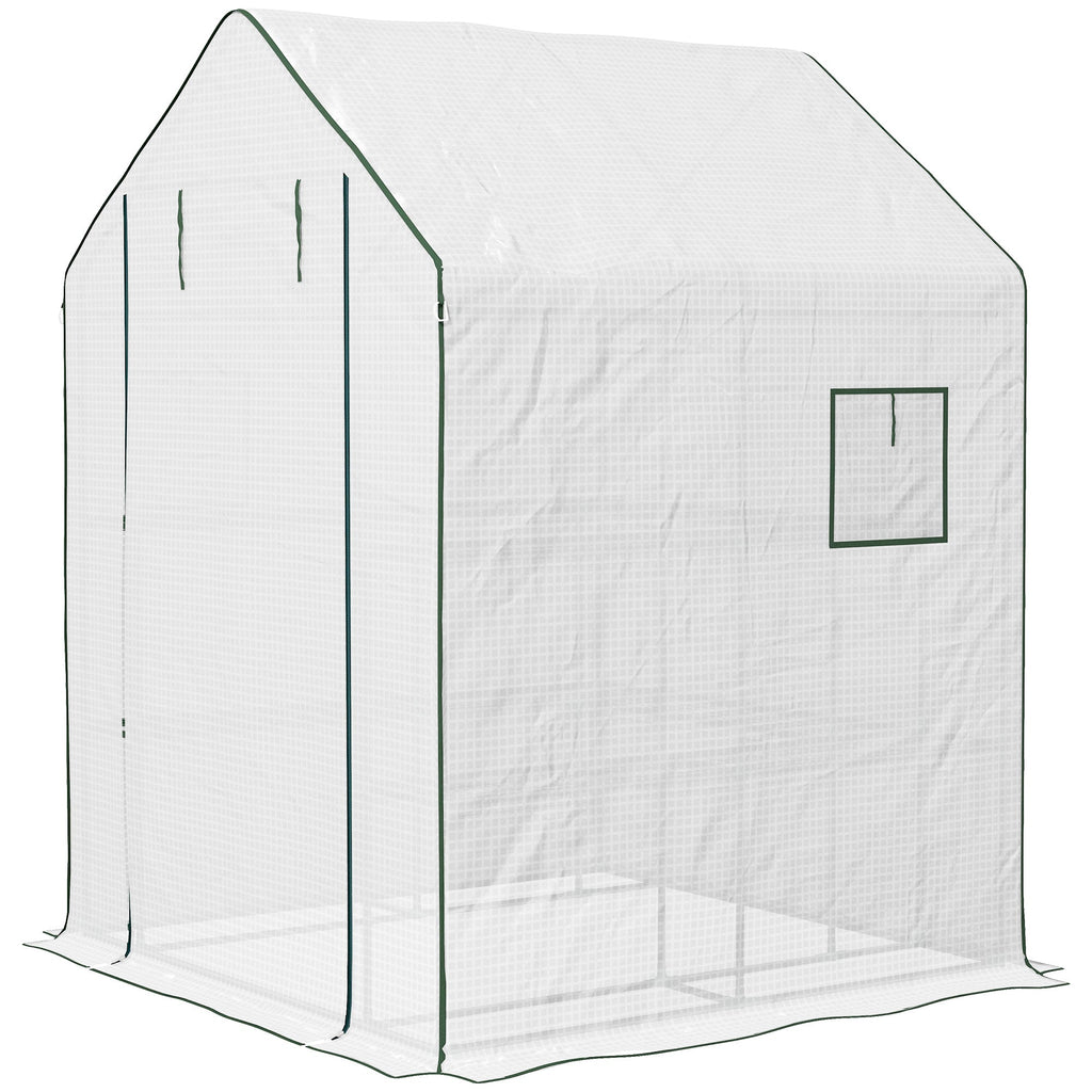 4.6' x 4.7' Walk-In Greenhouse with Flower Rack Shelves