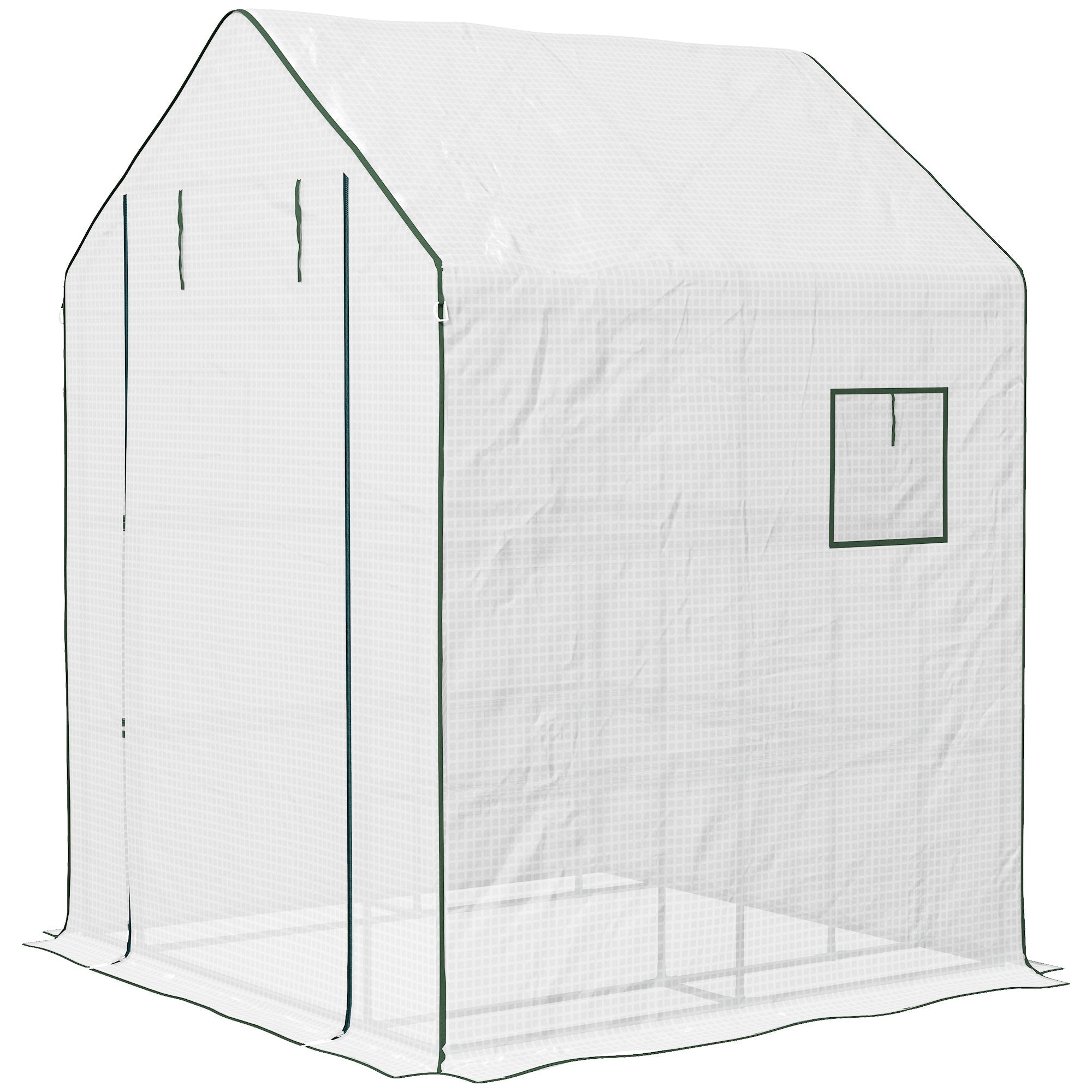 4.6' x 4.7' Walk-In Greenhouse with Flower Rack Shelves