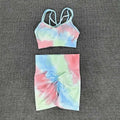 Pastel Tie Dye Crop Bra and Shorts Workout Set